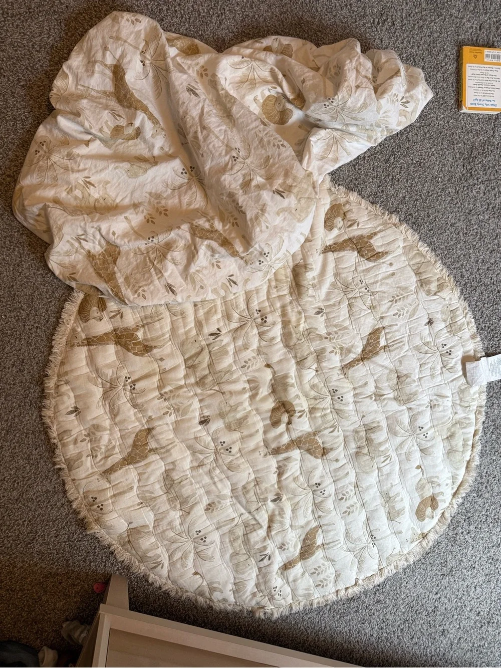 crane baby Safari reversible play mat and matching crib sheet